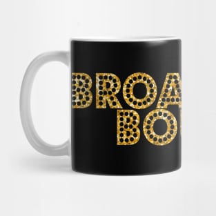 Broadway bound gold glitter Mug